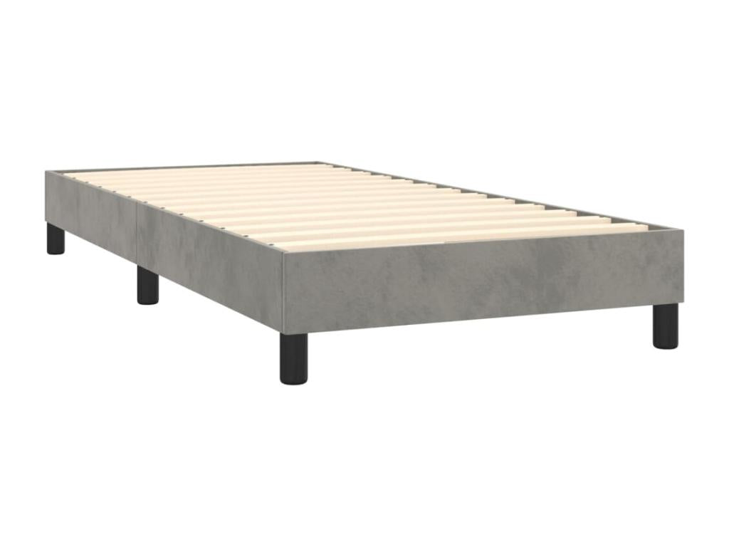 Upholstered bed base and mattress with LED lighting, light grey, 90x190cm, velvet, 20050CMRV