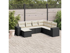 7-piece garden furniture set with cushions, black woven resin, 28430XNXP