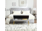 Storage bench 111x35x44.5cm with gold metal legs for living room, entryway, or bedroom, upholstered in light grey velvet 43685QHSS