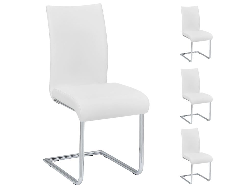 Set of 4 Bohometop dining chairs with chrome legs and white synthetic upholstery 13794NHNJ