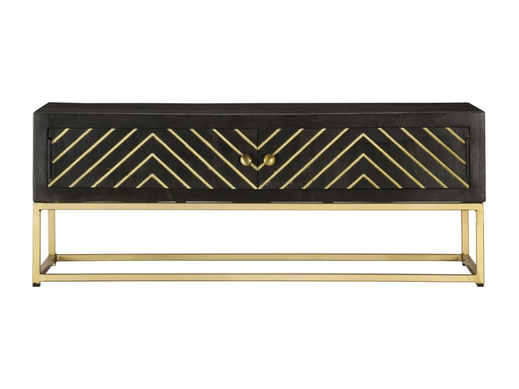 Black and gold coffee table, 90x50x35 cm, solid mango wood, 31833ZFUT