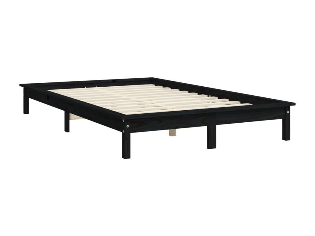 Black bed frame 120x200 cm Solid pine wood