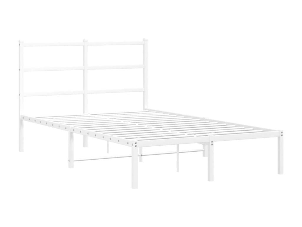 Metal bed frame without mattress and white headboard 120x200 cm