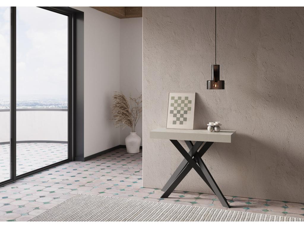 Bohometop Small extendable console table, 90x40/196 cm, cashmere, anthracite legs, 33197OBZX