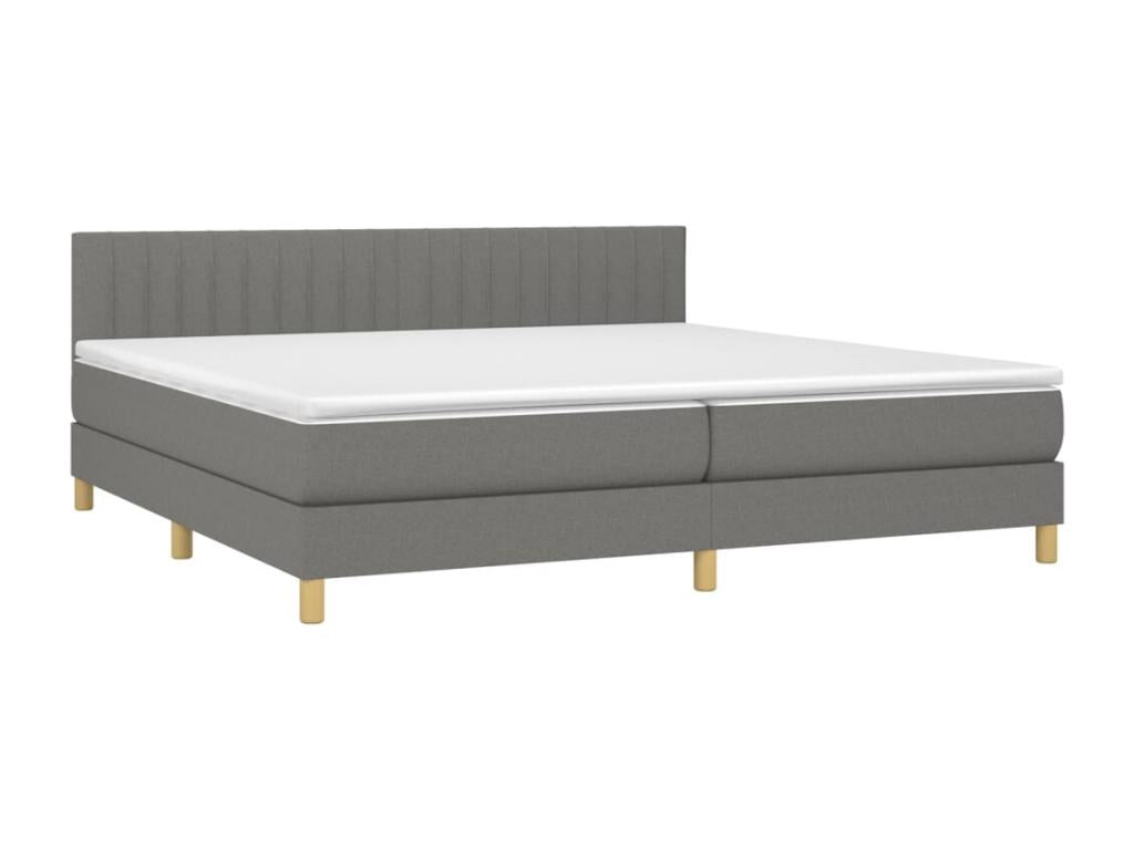 Upholstered bed base with mattress, Dark Grey, 200x200cm, Fabric 66117XXTR