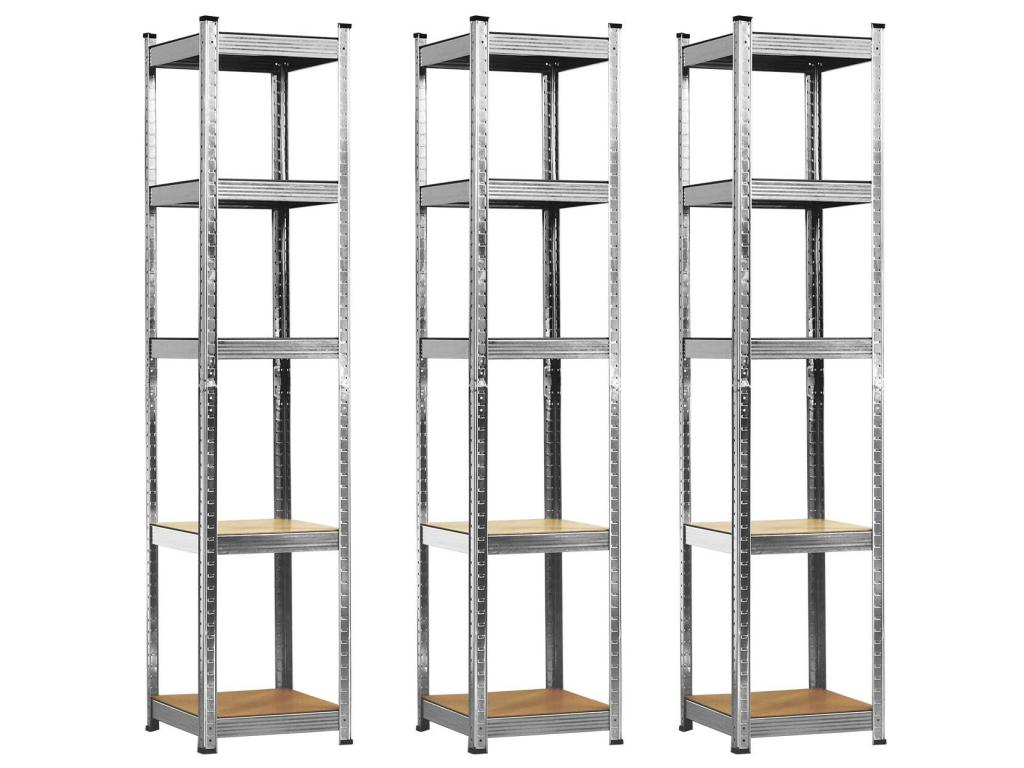 Pack of 3 modular shelves with 5 adjustable shelves, 180x40x40cm, 175Kg, Bohometop 38787VHPT