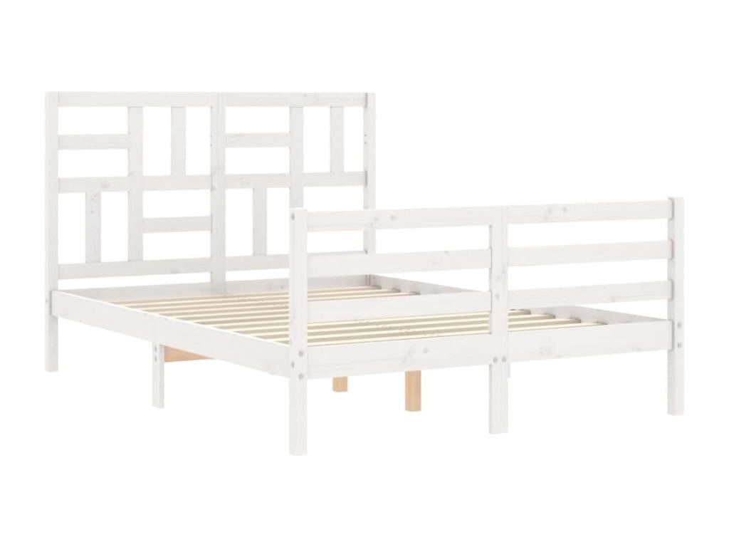 Bed frame with white headboard, 120x200 cm, solid wood, 52871VSZD