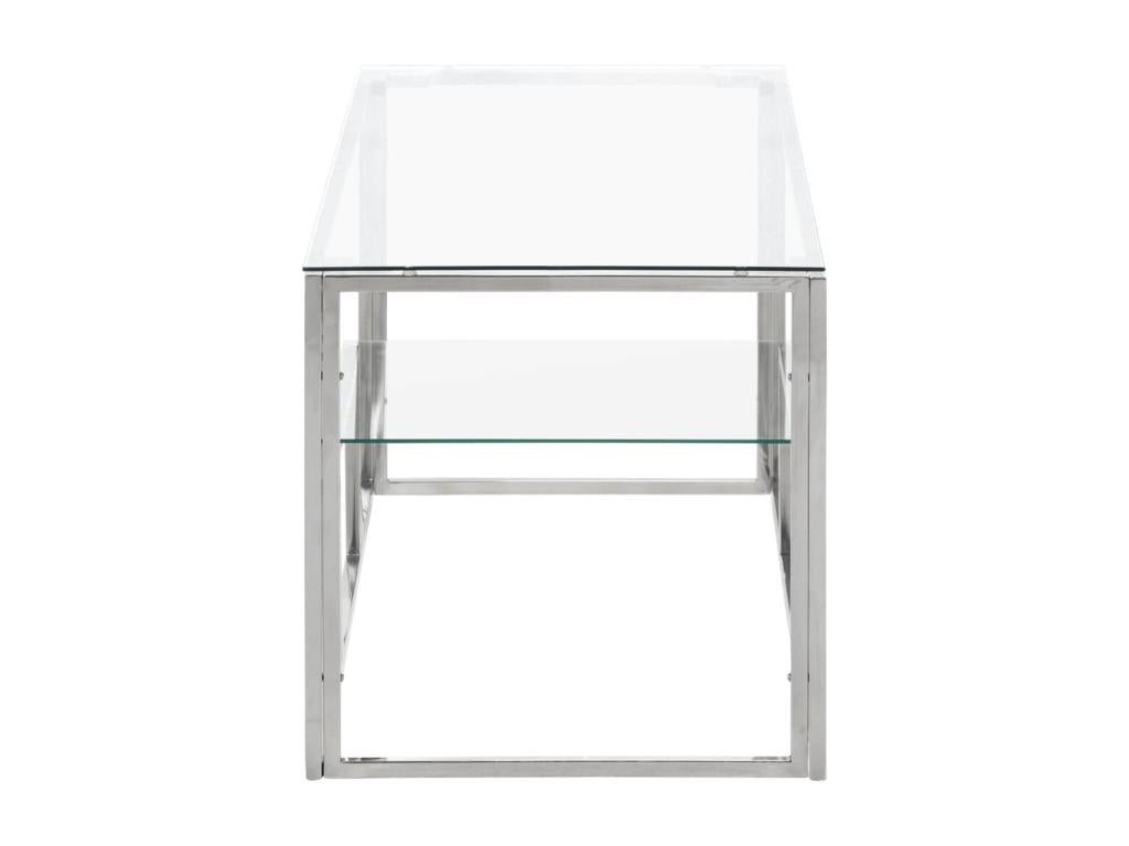 Silver coffee table in stainless steel and tempered glass 50061WDZC