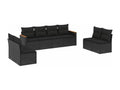 8-piece garden furniture set with cushions, black resin wicker, 13056TXBP