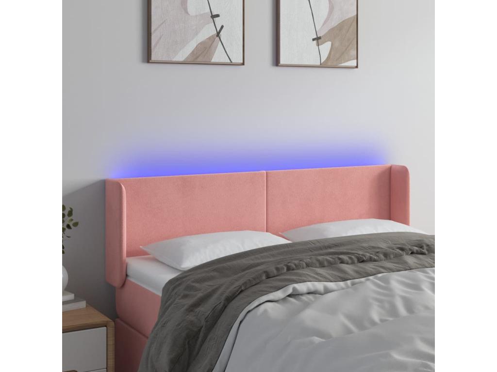 Pink LED Headboard 147x16x78/88 cm Velvet 48788NKZK