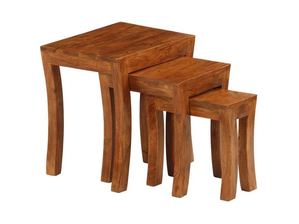 Set of 3 Bohometop nesting tables, solid dark wood, Bohometop 13737IWJK
