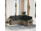 5-piece garden furniture set with grey resin wicker cushions 90793GLAY