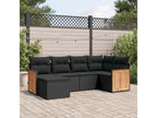 6-piece garden furniture set with cushions, black resin wicker 27929NLYY