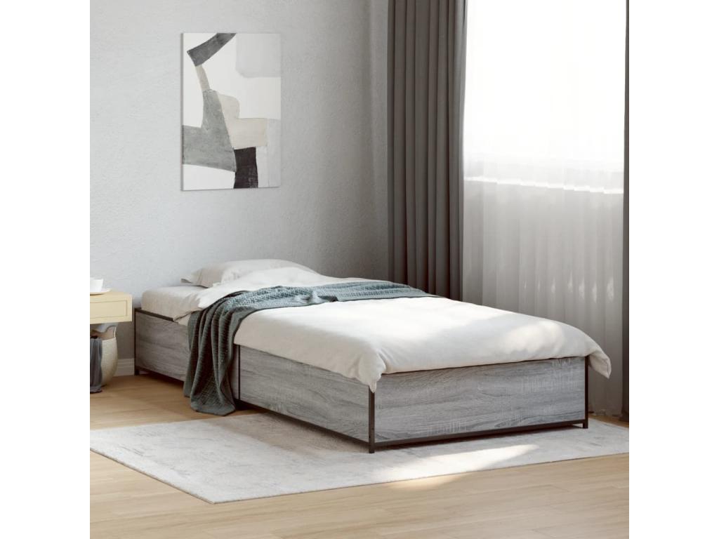 Bed frame without mattress Bohometop gray 100x200 cm 94482AAVE
