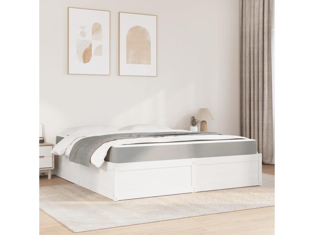 Bed with white mattress 180x200 cm solid pine wood 26641MYTR