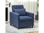 Convertible armchair/sofa bed, 1-seater, 3-position reclining backrest, cushion included, polyester/cotton, blue, 51144TOXT