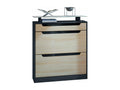 Shoe Cabinet, Matte Black/Raw Oak/High Gloss Black, 89x104x23 cm, 27503LMLI
