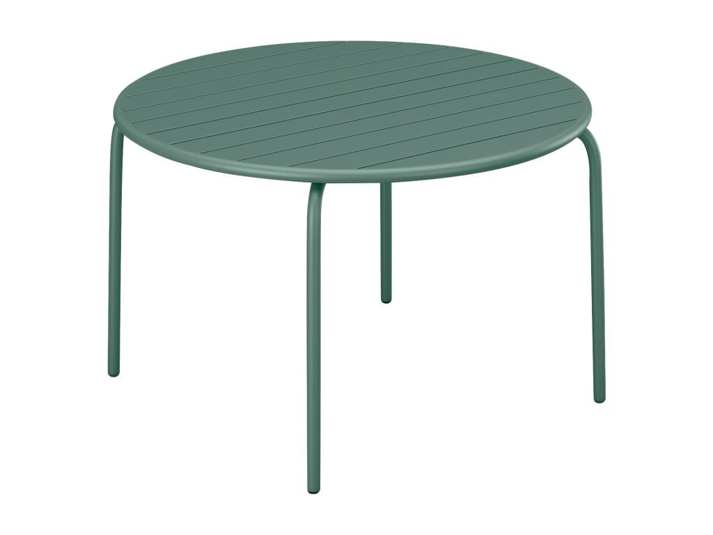 Round garden table, 130 cm diameter, in metal - Almond green - Bohometop 19001PRQW