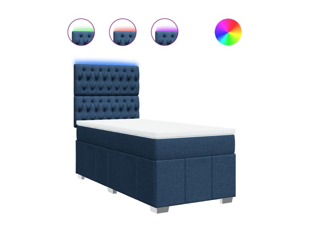 Bohometop bed base with mattress, blue, 80x200 cm, fabric, 01177IYDZ