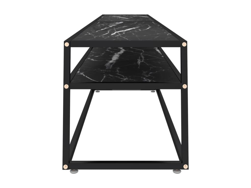 Black Marble TV Stand 220x40x40.5 cm Tempered Glass 68544PZSA