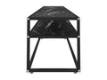 Black Marble TV Stand 220x40x40.5 cm Tempered Glass 68544PZSA