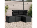 4-piece garden furniture set with cushions, black resin wicker 04915DPBH