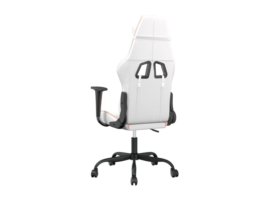 Gaming chair, white and pink faux leather, 65321DUOA