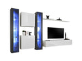 Bohometop wall-mounted living room furniture set in white and glossy gray. 07605LNVZ