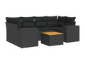 7-piece garden furniture set with cushions, black resin wicker, 88392OYRO