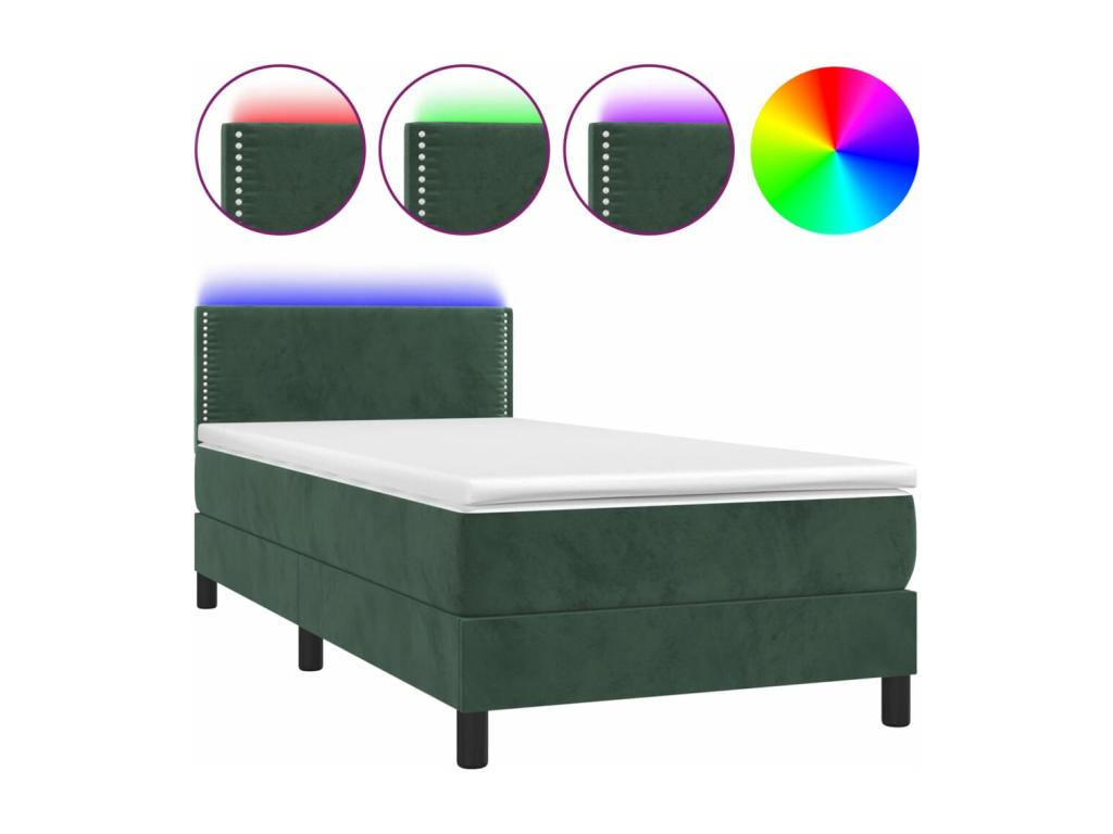 Bohometop bed base with LED mattress, dark green, 100x200 cm, 13111MMJG