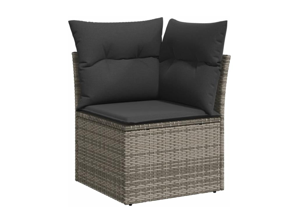 8-piece garden furniture set with grey resin wicker cushions 67795LJBT