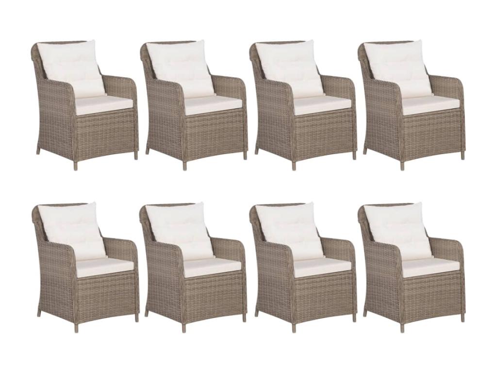 9-piece outdoor dining set, brown wicker resin, 3 71023FIWX