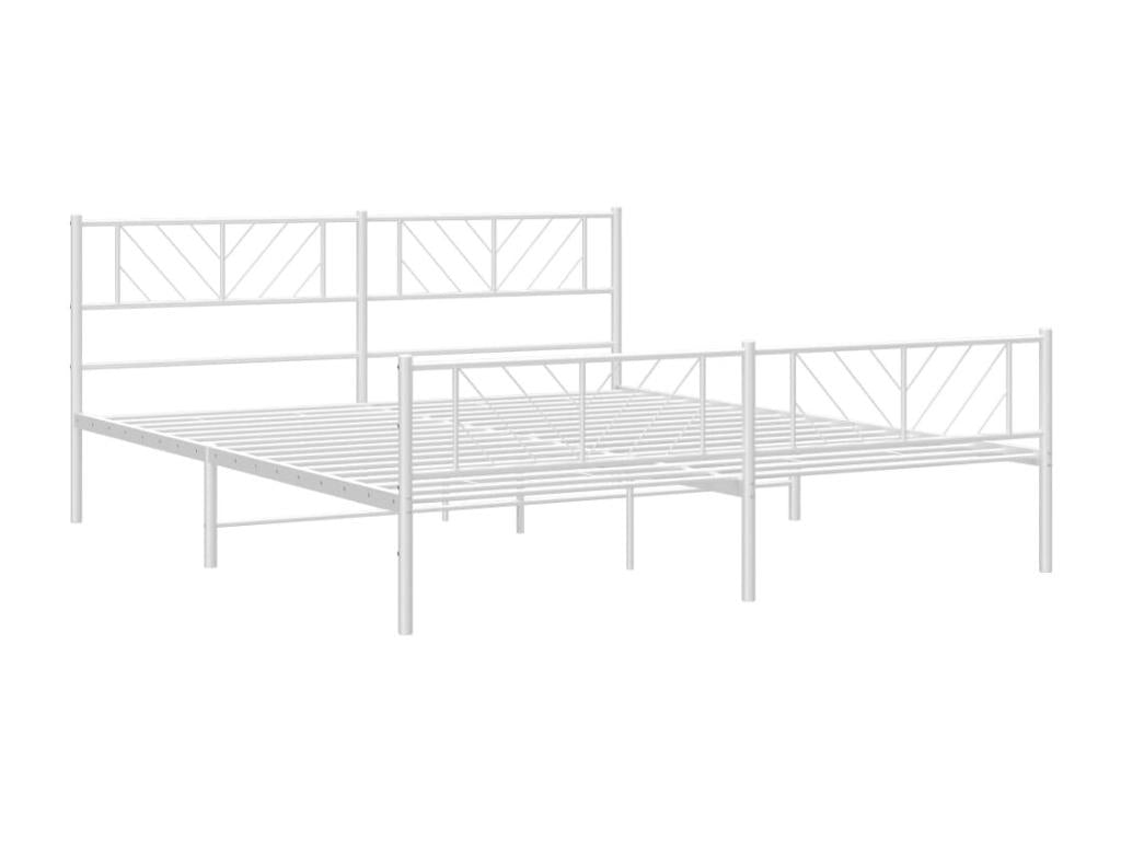 Metal bed frame with white headboard/footboard 193x203cm 58246WZCT