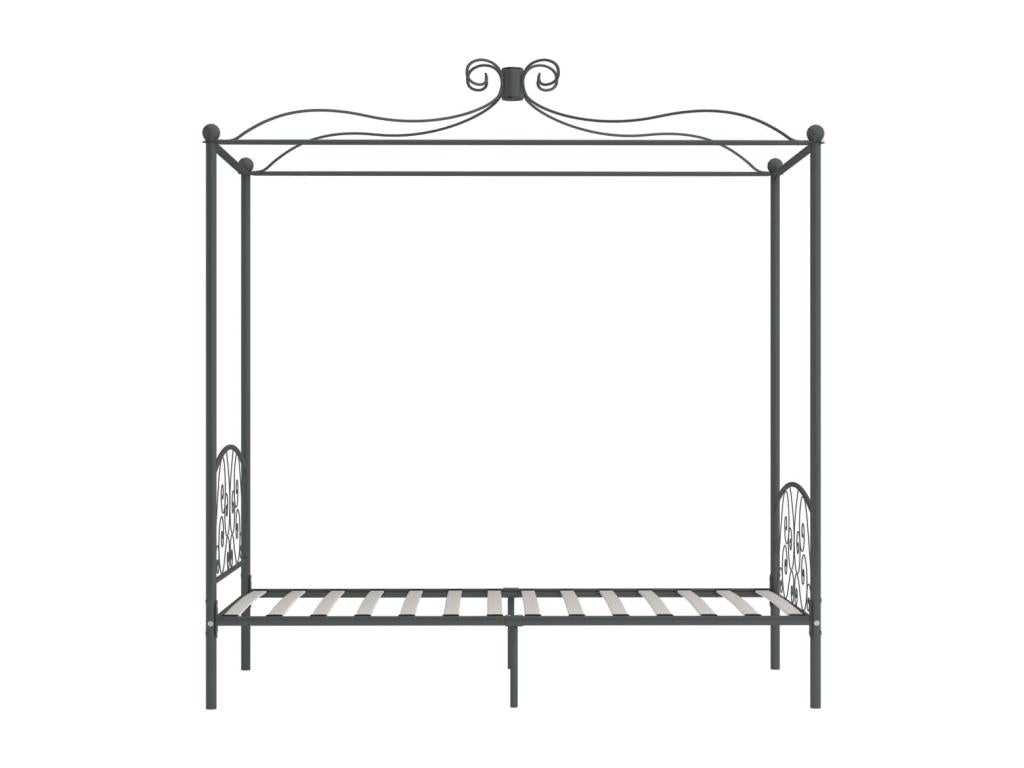 Grey Metal Canopy Bed Frame 100x200 cm 33126FIGE