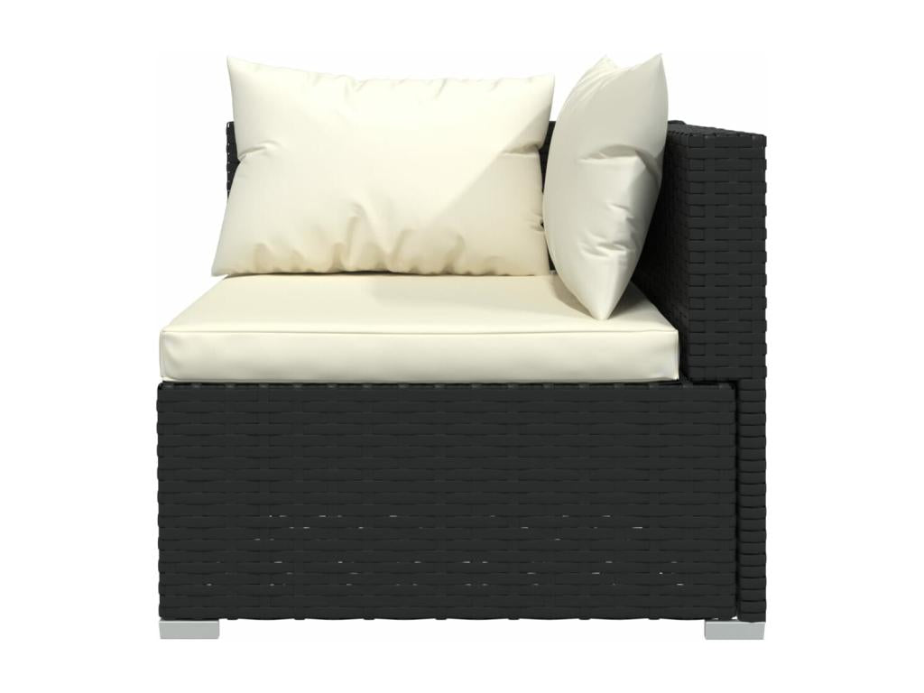 6-piece garden furniture set with cushions, black wicker resin, 44844SRHM