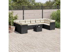 11-piece garden furniture set with cushions, black resin wicker, 38395ZHVC