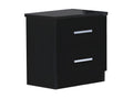 2-Drawer Bedside Table, Glossy Black Lacquer - Bohometop - W 50 x D 43 x H 50 cm 74242TBAG