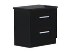 2-Drawer Bedside Table, Glossy Black Lacquer - Bohometop - W 50 x D 43 x H 50 cm 74242TBAG