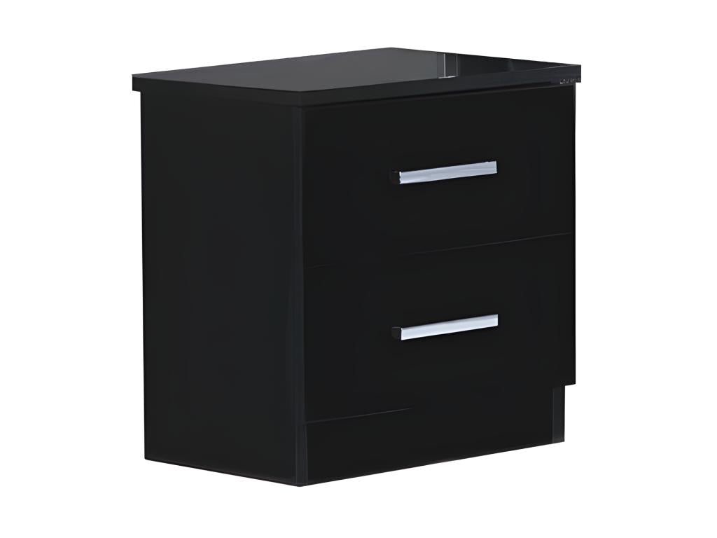2-Drawer Bedside Table, Glossy Black Lacquer - Bohometop - W 50 x D 43 x H 50 cm 74242TBAG