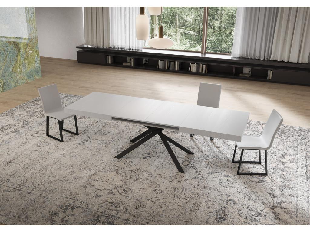 Niket extendable table 80x160/244 cm, white ash wood, anthracite legs, 29494MDZC
