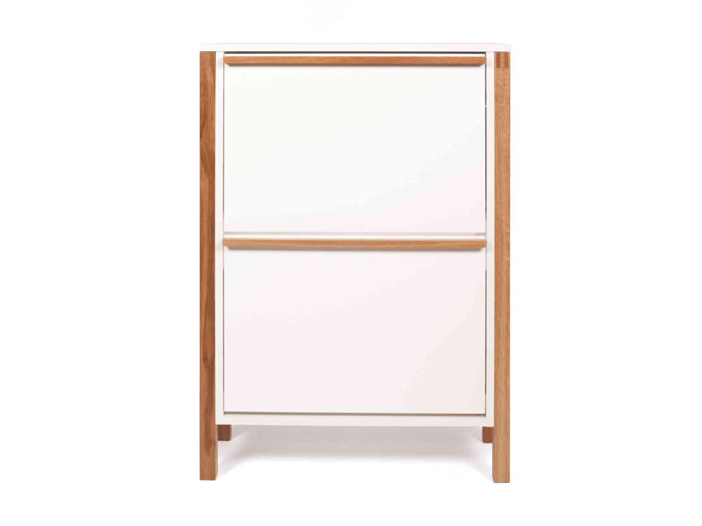 White wooden shoe cabinet with 2 drawers - MC0051 14528UKNM
