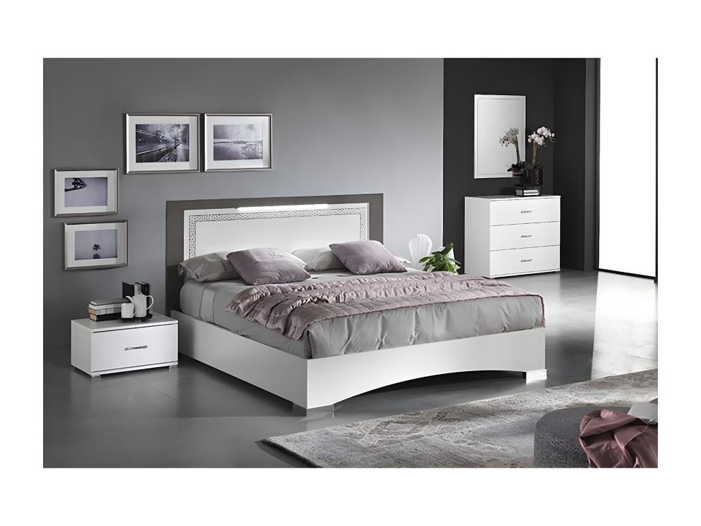 Bohometop - Bedroom 140x190cm with Chest of Drawers and Bedside Tables 02840QFFS