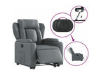 Grey faux leather electric recliner chair 48653LOUP