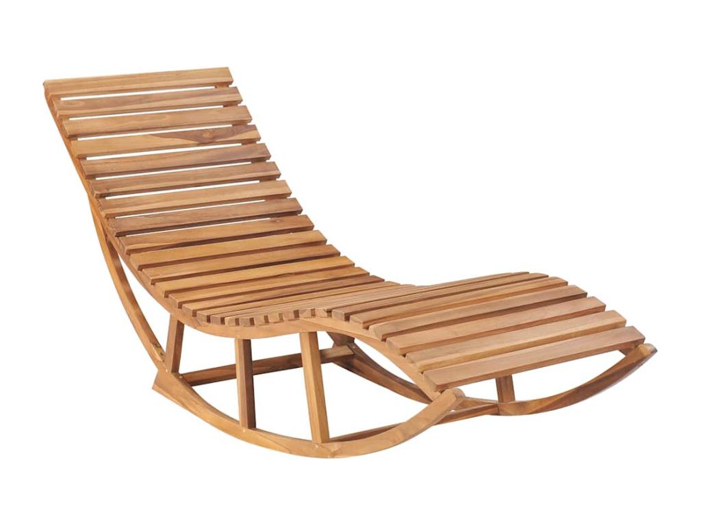 Rocking chaise lounge with cushion, solid teak wood, 54720XUBZ