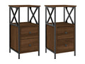 2-piece bedside tables, brown oak, 34x35.5x70cm, engineered wood, 99126IYFM