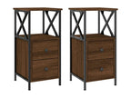 2-piece bedside tables, brown oak, 34x35.5x70cm, engineered wood, 99126IYFM