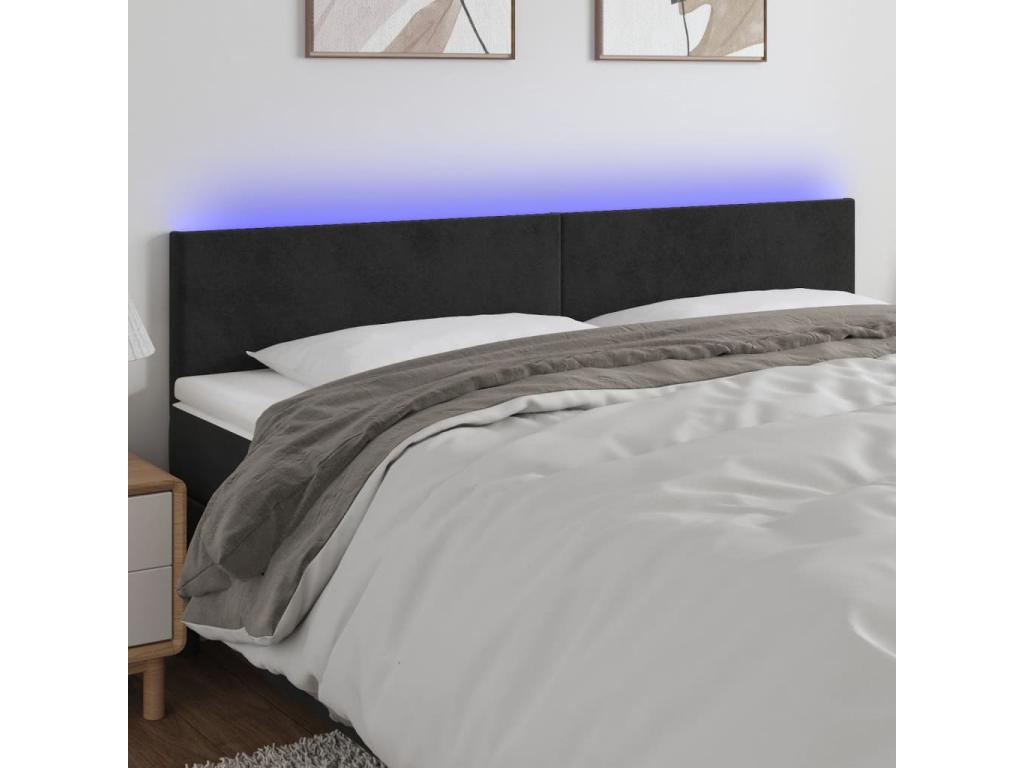 Black LED Headboard 200x5x78/88 cm Velvet 64524LBZQ