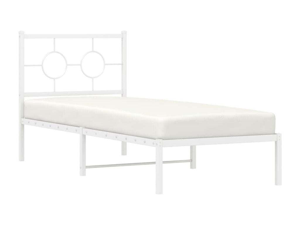 Metal bed frame without mattress, with white headboard, 75x190cm, 71438KSLB