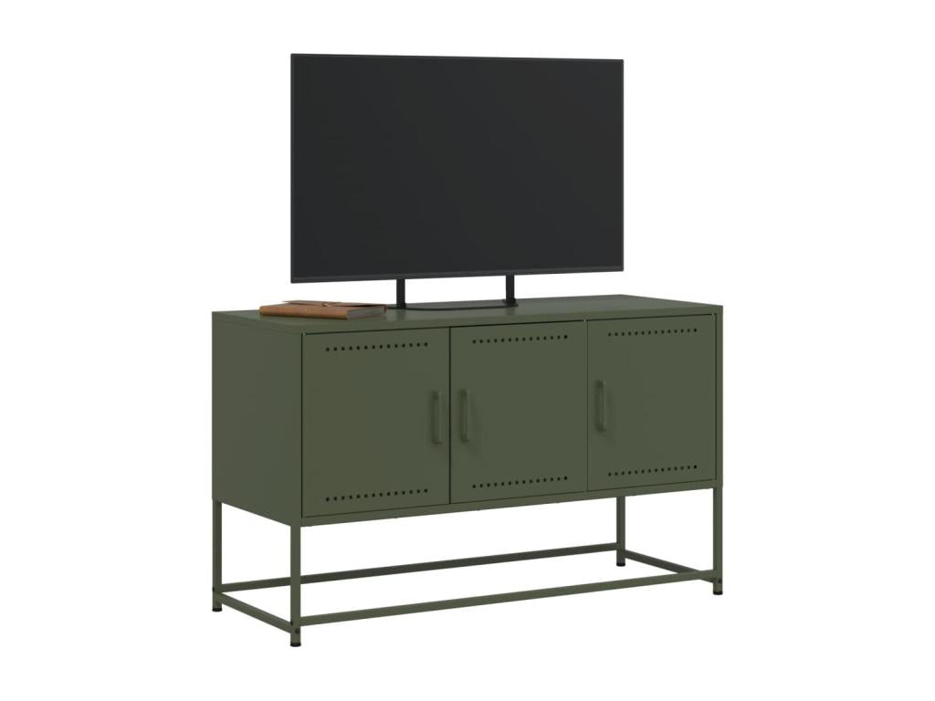 Olive green TV stand 100.5x39x60.5 cm steel 92249UVKI