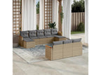Bohometop 10-piece garden furniture set and cushions, beige woven resin, 20047LFIF